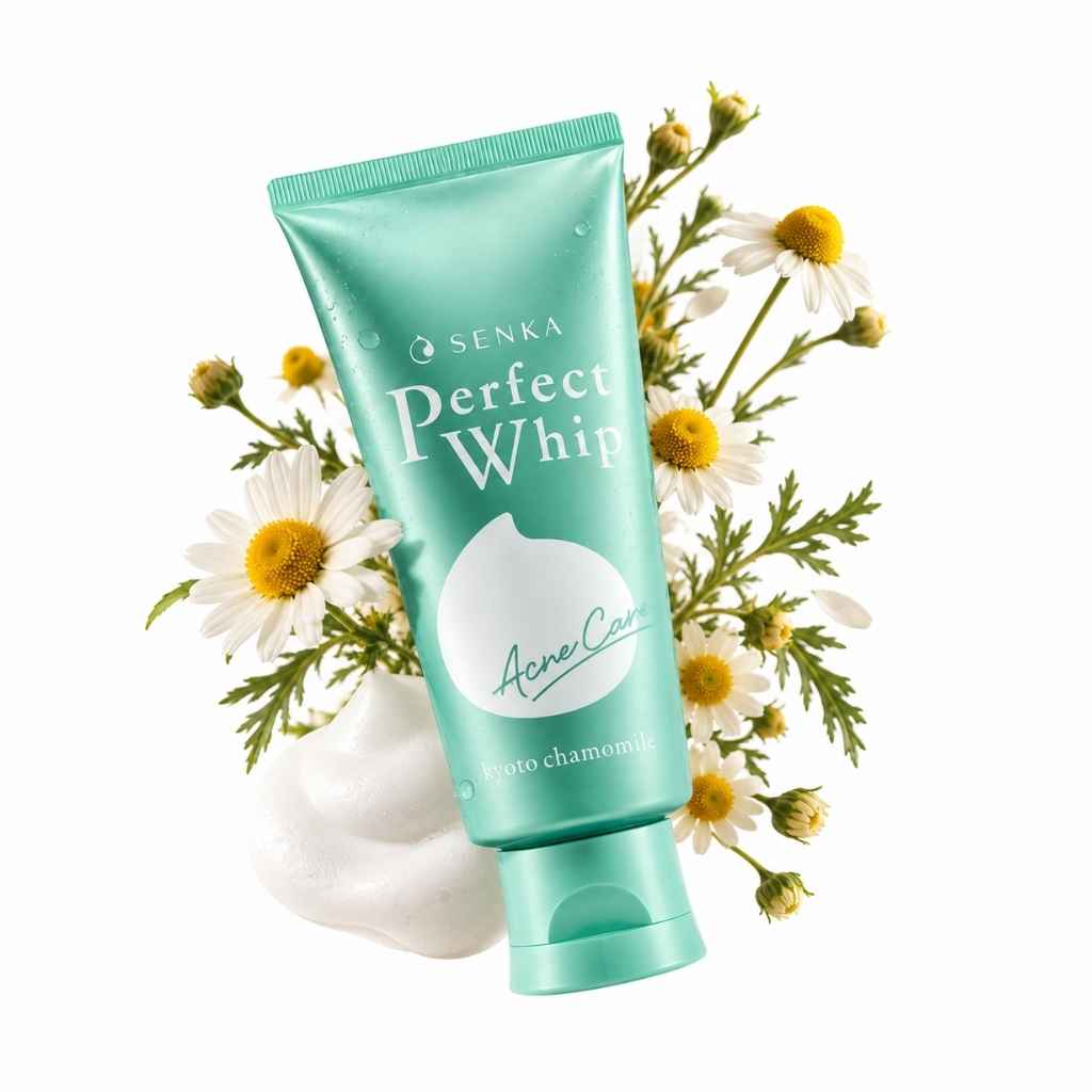 Shiseido Senka Perfect Whip Acne Care Japanese Chamomile face foam 50g, Japanese foaming cleanser for blemish-prone skin