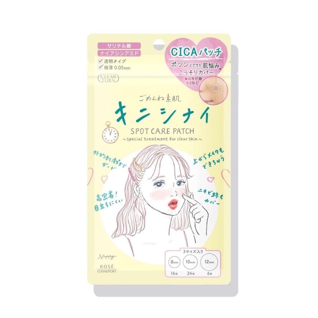 Clear Turn Sorry Bare Skin Kinishinai Spot Care Patches, 46 transparent patches in three sizes