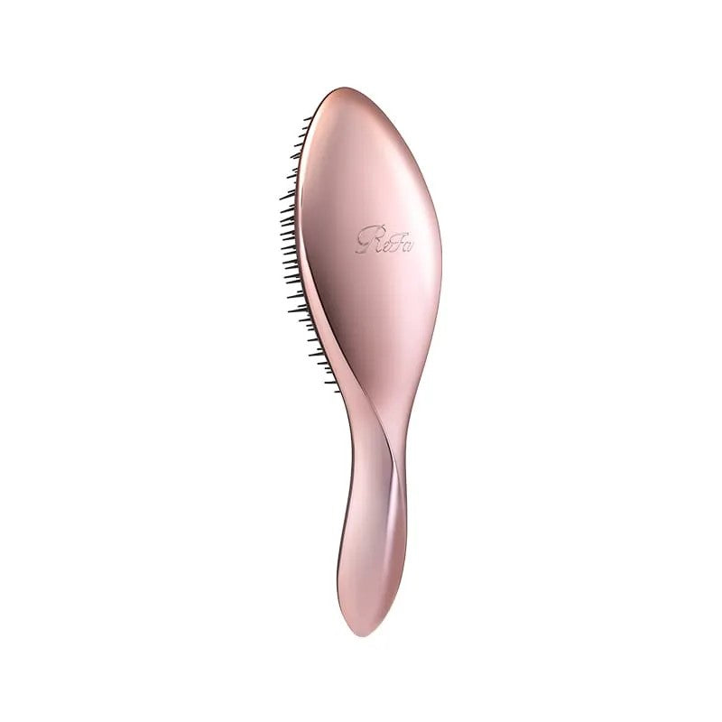 ReFa Aile Brush in Rose Gold — Japanese handled detangling and polishing hairbrush with curved head