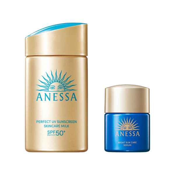 Anessa Sunscreen Perfect UV Skin Care Milk & A Night Sun Care Serum  Set