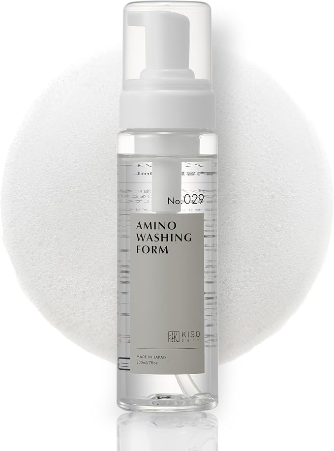 Kisocare Amino Washing Foam 200ml, Japanese fragrance-free amino acid foam cleanser with hyaluronic acid